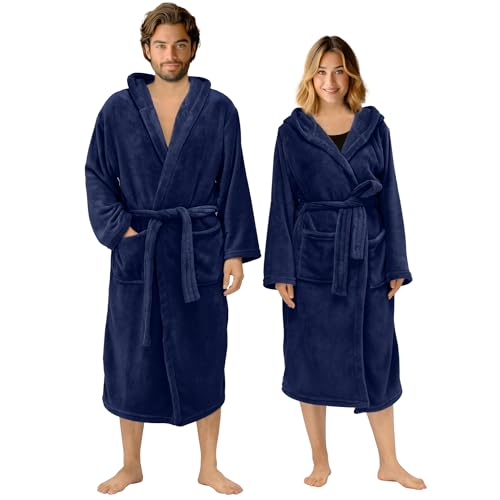 HOMELEVEL Bademantel Morgenmantel Unisex - kuschelweicher Reisebademantel Saunamantel - Mikrofaser Mantel mit Kapuze für Männer und Frauen - verschiedene Größen von HOMELEVEL
