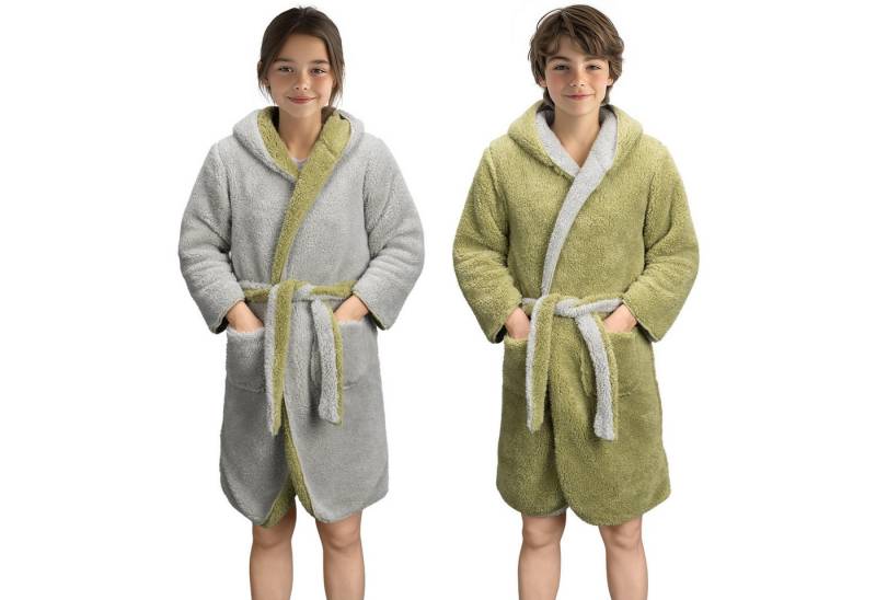 HOMELEVEL Bademantel Wende-Kinderbademantel für Jungen und Mädchen, Polyester, Kuschelfleece Bademantel für Kinder - Sherpa Morgenmantel mit Taschen von HOMELEVEL