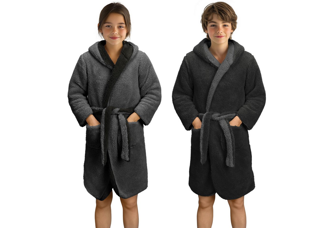 HOMELEVEL Bademantel Wende-Kinderbademantel für Jungen und Mädchen, Polyester, Kuschelfleece Bademantel für Kinder - Sherpa Morgenmantel mit Taschen von HOMELEVEL