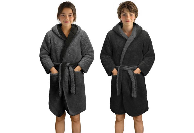 HOMELEVEL Bademantel Wende-Kinderbademantel für Jungen und Mädchen, Polyester, Kuschelfleece Bademantel für Kinder - Sherpa Morgenmantel mit Taschen von HOMELEVEL