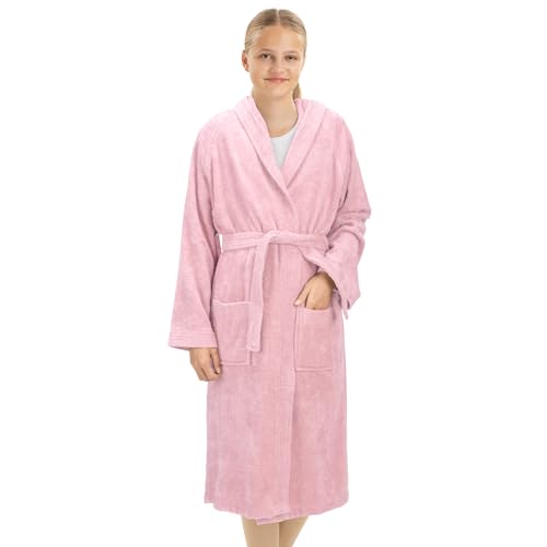 HOMELEVEL Bademantel für Kinder aus Frottee Baumwolle - Morgenmantel Kinder Bademantel für Mädchen und Jungen - Kinderbademantel Junge Mädchen kuschelig flauschig - Bathrobe Kids von HOMELEVEL