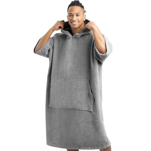 HOMELEVEL Badeponcho Damen und Herren - Surf Poncho aus 100% Baumwolle - Tuch für Erwachsene - Unisex Bademantel - Badetuch mit Kapuze von HOMELEVEL