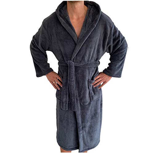 HOMELEVEL Flanell Übergrößen Bademantel Unisex für Damen und Herren Morgenmantel Saunamantel Reisebademantel Kuschelig weich Sauna Morgenrock von HOMELEVEL