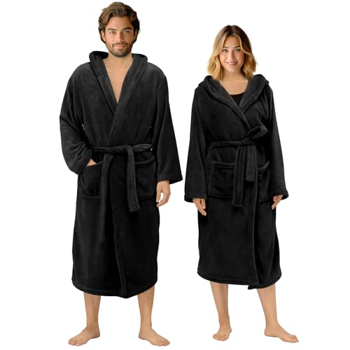 HOMELEVEL Flanell Übergrößen Bademantel Unisex für Damen und Herren Morgenmantel Saunamantel Reisebademantel Kuschelig weich Sauna Morgenrock von HOMELEVEL
