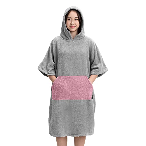 HOMELEVEL Kinder Badeponcho aus 100% Baumwolle - Poncho Handtuch für Strand Schwimmbad - Surfponcho mit Kapuze - Bademantel für Jungen und Mädchen von HOMELEVEL