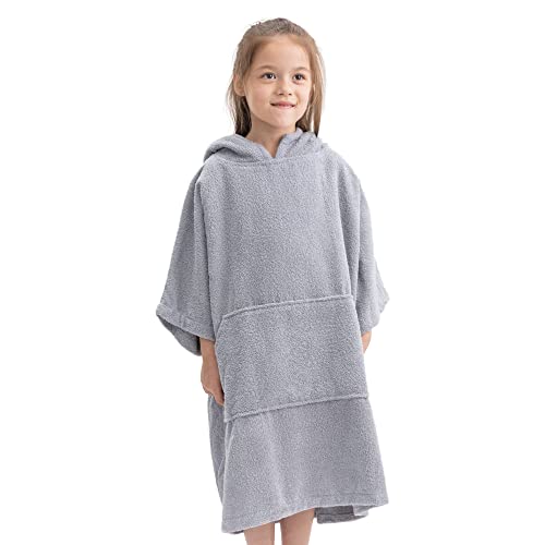 HOMELEVEL Kinder Badeponcho aus 100% Baumwolle - Poncho Handtuch für Strand Schwimmbad - Surfponcho mit Kapuze - Bademantel für Jungen und Mädchen von HOMELEVEL