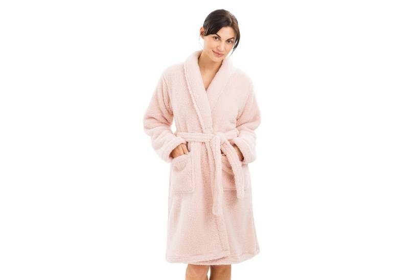 HOMELEVEL Unisex-Bademantel Kuschelfleece Bademantel Damen - Sherpa Morgenmantel Taschen Gürtel, Polyester von HOMELEVEL
