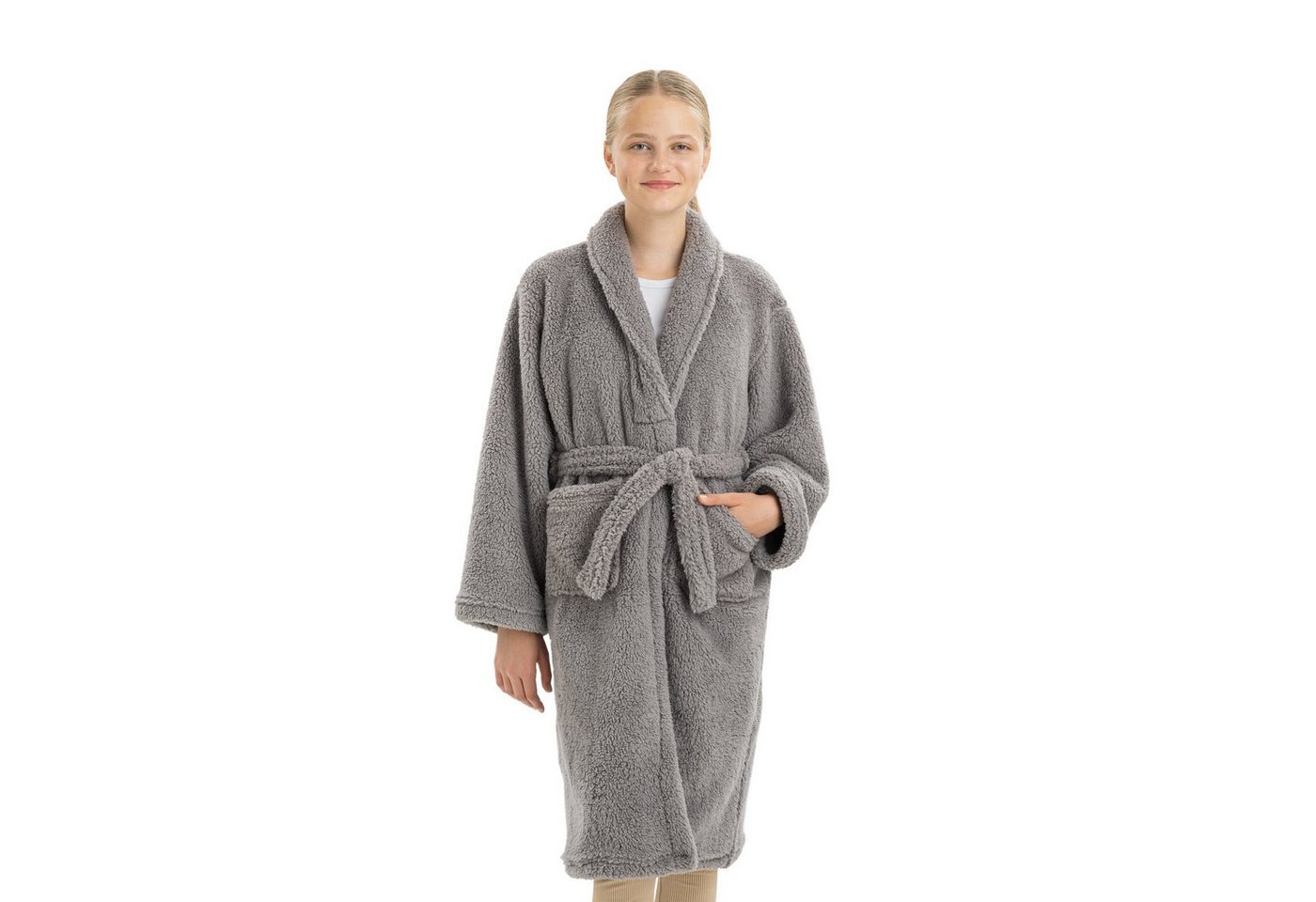 HOMELEVEL Kinderbademantel Kuschelfleece Bademantel Kinder - Sherpa Morgenmantel Taschen Gürtel, Polyester von HOMELEVEL