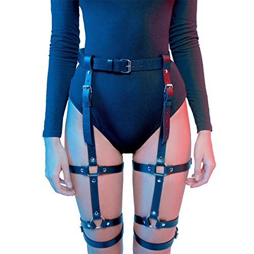 Homelex Sexy Punk Leder Taille Bein Caged Harness Gothic Strumpfband Für Damen, Durchschnittliche Größe, Lp-003 von HOMELEX