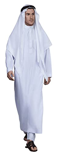 Muslimische Kleidung für Herren, Thobe, Nahen Osten, Kaftan, Saudi, arabische Kaftans, islamisches Abaya-Kleid, Dubai Robes, Weiß, X-Large von HOMELEX