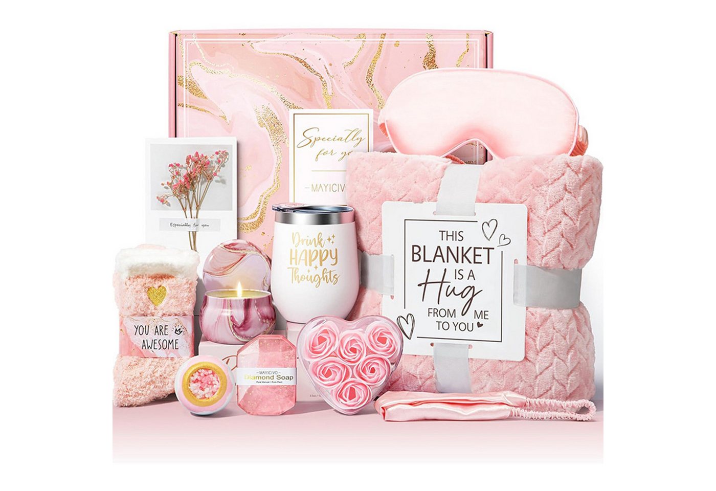 HOMELIVE Pflege-Geschenkbox Geburtstagsgeschenke für Frauen, Selbstpflegegeschenke, Luxus Flannel Decke, Muttertag Geschenk von HOMELIVE