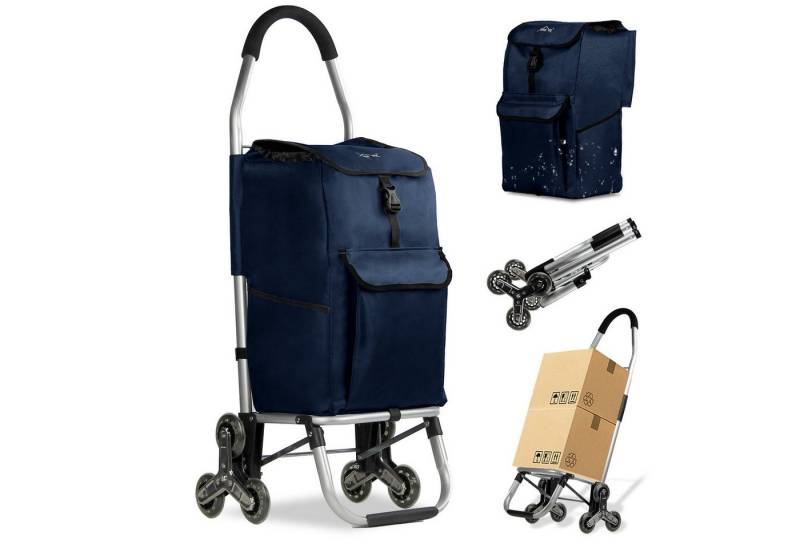 HOMELUX Einkaufstrolley Treppensteiger, mit separater Kühltasche, klappbar, Handwagen mit Rollen, abnehmbare Tasche, Backgrid von HOMELUX