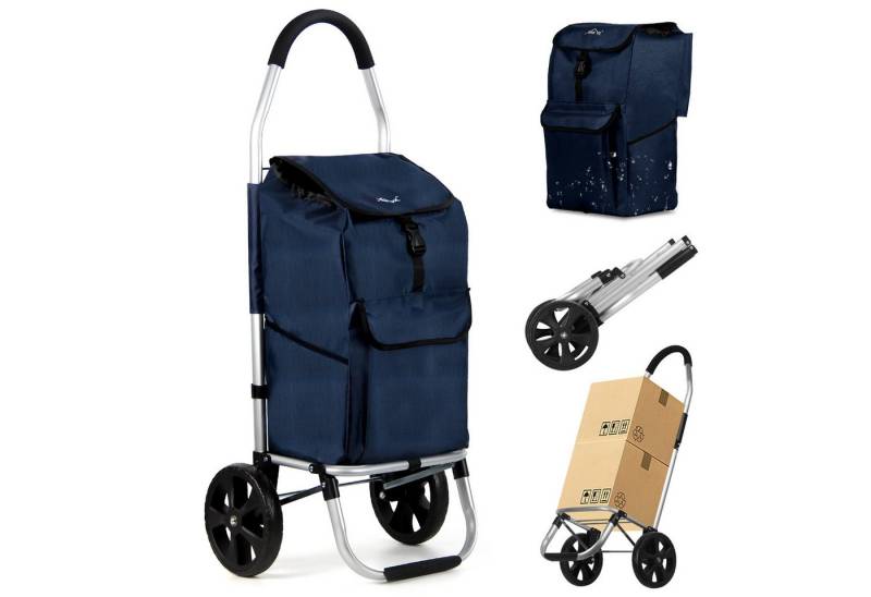 HOMELUX Einkaufstrolley Treppensteiger, mit separater Kühltasche, klappbar, Handwagen mit Rollen, abnehmbare Tasche, Backgrid von HOMELUX