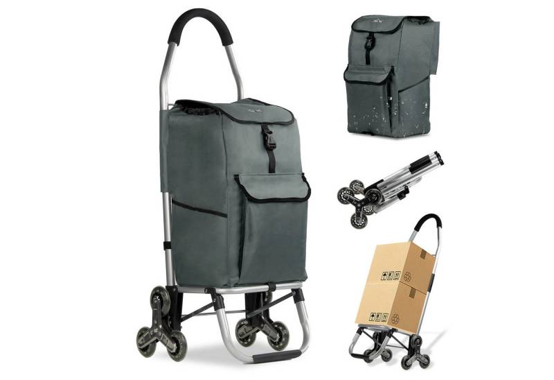HOMELUX Einkaufstrolley Treppensteiger, mit separater Kühltasche, klappbar, Handwagen mit Rollen, abnehmbare Tasche, Backgrid von HOMELUX