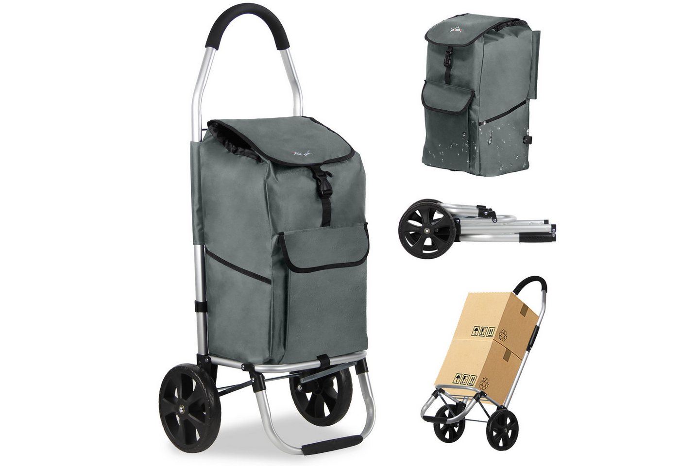 HOMELUX Einkaufstrolley Treppensteiger, mit separater Kühltasche, klappbar, Handwagen mit Rollen, abnehmbare Tasche, Backgrid von HOMELUX