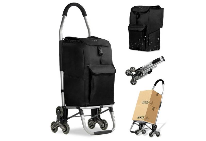 HOMELUX Einkaufstrolley Treppensteiger, mit separater Kühltasche, klappbar, Handwagen mit Rollen, abnehmbare Tasche, Backgrid von HOMELUX