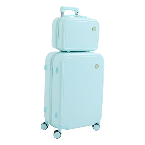 Kleine und große Koffer 2er Koffer-Set 14'' Kosmetikkoffer + 24'' Transportkoffer Herren Damen mit Hartschalenkoffer Koffer Trolley mit 4 Rollen Doppelreißverschlüsse und Zahlenschlösser (Grün) von HOMEONENIC