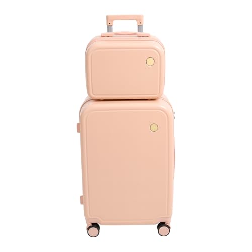 Kleine und große Koffer 2er Koffer-Set 14'' Kosmetikkoffer + 24'' Transportkoffer Herren Damen mit Hartschalenkoffer Koffer Trolley mit 4 Rollen Doppelreißverschlüsse und Zahlenschlösser (Rosa) von HOMEONENIC