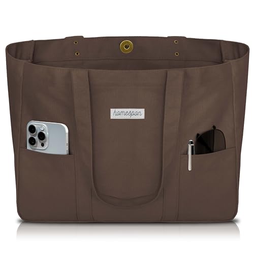 HOMESPON Canvas Tote Bag Damen Handtasche Groß Shopper Taschen Umhängetasche mit Laptop Fach von HOMESPON
