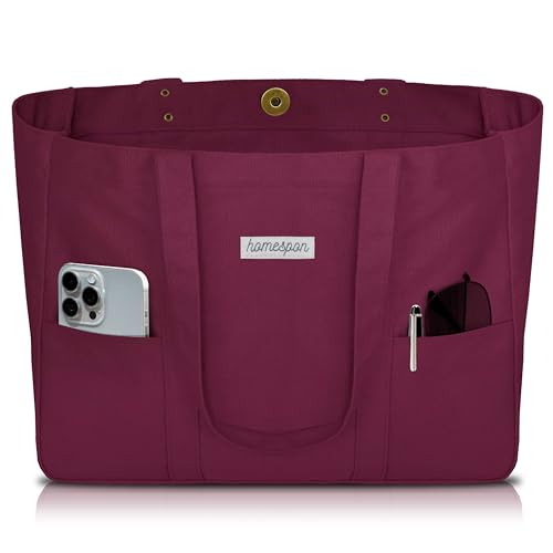HOMESPON Canvas Tote Bag Damen Handtasche Groß Shopper Taschen Umhängetasche mit Laptop Fach von HOMESPON