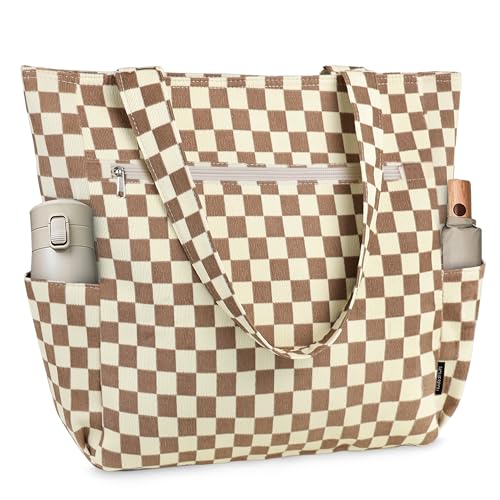 HOMESPON Cordury Tote Bag Große Umhängetasche mit Reißverschluss und Taschen für Reisen Fitnessstudio Urlaub von HOMESPON