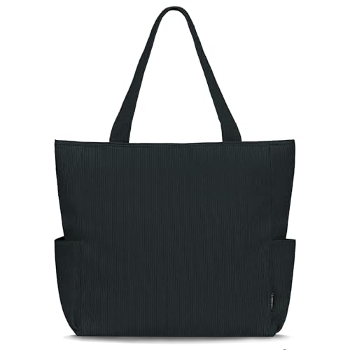 HOMESPON Cordury Tote Bag Große Umhängetasche mit Reißverschluss und Taschen für Reisen Fitnessstudio Urlaub von HOMESPON