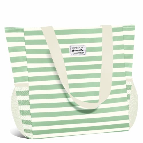 HOMESPON Große wasserdichte Strandtasche mit Reißverschluss und Taschen für Damen von HOMESPON
