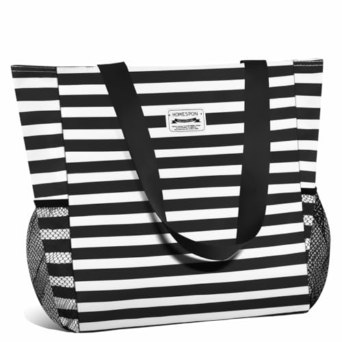 HOMESPON Große wasserdichte Strandtasche mit Reißverschluss und Taschen für Damen von HOMESPON