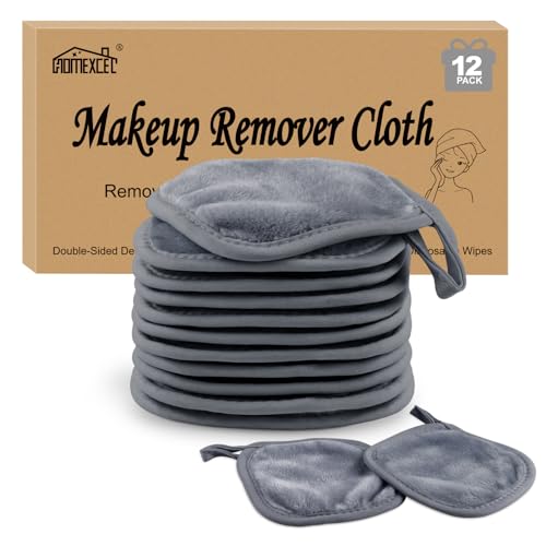 HOMEXCEL Abschminktuch aus Mikrofaser - Wiederverwendbar Waschbar Ultraweich Mikrofaser Gesichtsreinigungstuch für Alle Hauttypen- Make-Up Entferner Tuch Grau(5 x 5inch 12 Stück) von HOMEXCEL