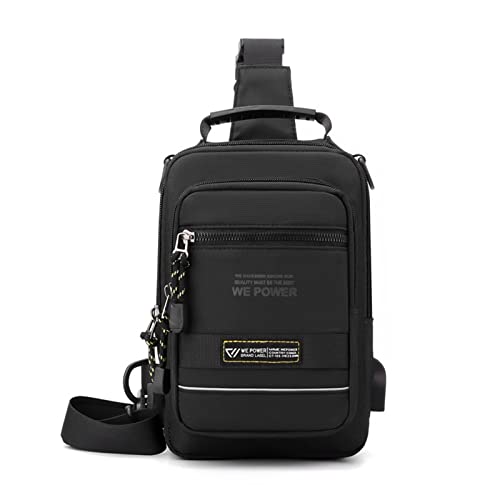 HOMHOLDON Umhängetasche für Damen und Herren, Brusttasche, Schulterrucksack, wasserdichter Umhängetasche, Wander-Tagesrucksack, Messenger-Tasche (schwarz) von HOMHOLDON