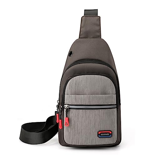 HOMHOLDON Wasserdichte Umhängetasche für Damen und Herren, Brusttasche, Schulterrucksack, Umhängetasche, Wander-Tagesrucksack, Reisetasche(Kaffee) von HOMHOLDON