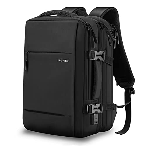 HOMIEE Handgepäck Reiserucksack Laptop Rucksack Herren Erweiterbar 25L-38L 15.6 Zoll Wasserdichter Groß Rucksack Ausziehbar Viele Fächer Arbeit Uni Koffertasche mit USB-Ladeanschluss von HOMIEE