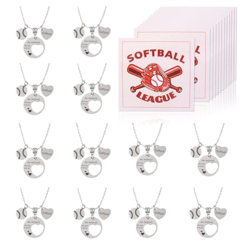 HOMMDECO Sportliche Softball-Halskette für Damen und Mädchen, verstellbarer Anhänger mit inspirierender Karte, Schmuck, Geschenk für Softball-Enthusiasten, Sportler, Trainer-Fans, Metall HOMMDECO Sportliche Softball-Halskette für Damen und Mädchen, verstellbarer Anhänger mit inspirierender Karte, Schmuck, Geschenk für Softball-Enthusiasten, Sportler, Trainer-Fans, Metall von HOMMDECO