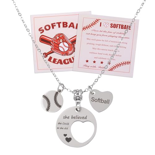 HOMMDECO Sportliche Softball-Halskette für Damen und Mädchen, verstellbarer Anhänger mit inspirierender Karte, Schmuck, Geschenk für Softball-Enthusiasten, Sportler, Trainer-Fans, Metall HOMMDECO Sportliche Softball-Halskette für Damen und Mädchen, verstellbarer Anhänger mit inspirierender Karte, Schmuck, Geschenk für Softball-Enthusiasten, Sportler, Trainer-Fans, Metall von HOMMDECO