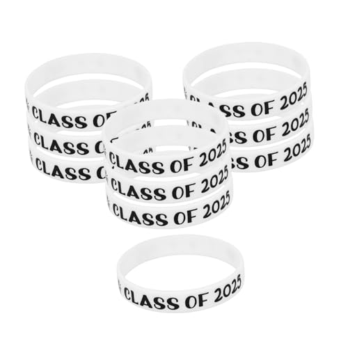 HOMOBABE 10 Stück Graduation Party Silikonarmbänder Class Of Stretchable Flexibel Weiß für Abschlussfeiern und Erinnerungen von HOMOBABE