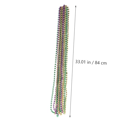 HOMOBABE 15 Stück Teiliges Bunte Perlenketten Lange Runde Metallperlen Halsketten für Karneval Party Kostüm Dekoration Festlicher Schmuck in Violett Gold Grün von HOMOBABE