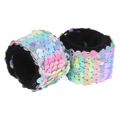 HOMOBABE 2 Stück Glitzer Schnapparmbänder für Bunte Pailletten Armbänder für Ostern Mitgebsel und Schulbelohnungen Einfach Anzulegen für Partys und Festliche Anlässe von HOMOBABE