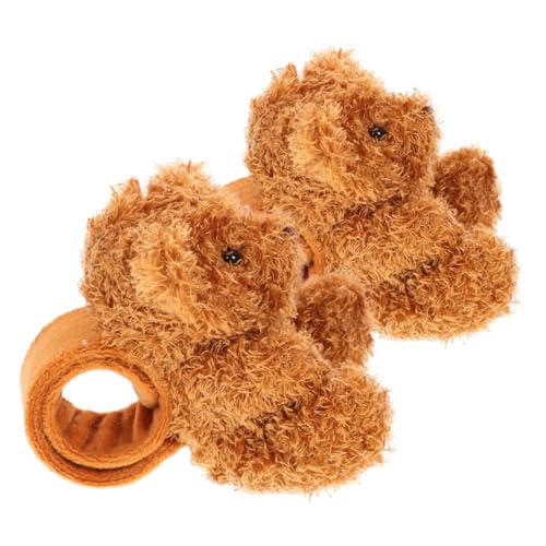 HOMOBABE 2 Stück Tier Slap Wristband Kuscheliger Bär für Partys Plüsch Armband für und Party Dekoration Braun von HOMOBABE
