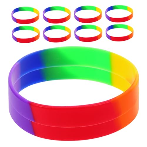 HOMOBABE 20 Stück Rainbow Silikonarmbänder für Pride Month Wiederverwendbare Komfortable Armbänder für Lgbt und Partys Sicher für Erwachsene Zubehör zur Unterstützung der Vielfalt von HOMOBABE