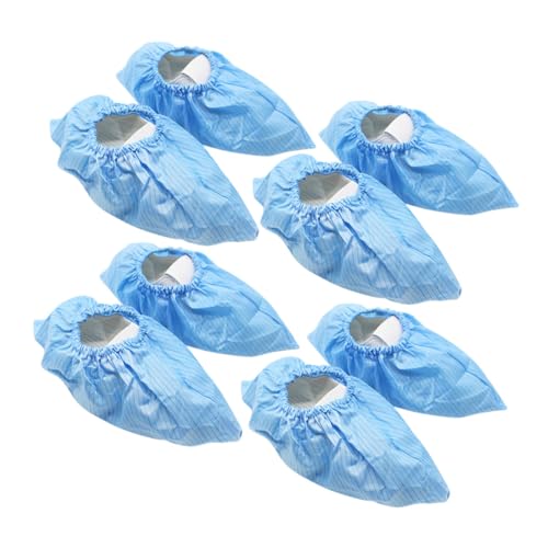 HOMOBABE 4 Paare Wiederverwendbare rutschfeste Schuhüberzieher aus Polyester rutschfest Staubdicht Waschbar für Haushalt Labor Werkstatt Blaue Fußschutzhüllen von HOMOBABE