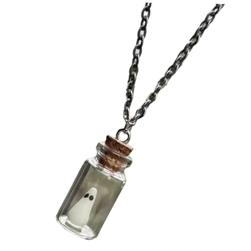 HOMOBABE Gothic Halskette mit Glasflaschen Anhänger Nachtleuchtende Geisterdekoration für Halloween Schmuckstück für Partys und Alltag Leicht und Angenehm zu Tragen von HOMOBABE