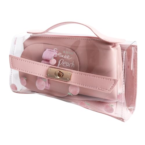 HOMOBABE Große Transparente Federtasche mit Reißverschluss Kreatives Tragbares Schreibwaren etui für Schule und Reise Vielseitige Aufbewahrungstasche in Kirschblütenpink für Frauen von HOMOBABE