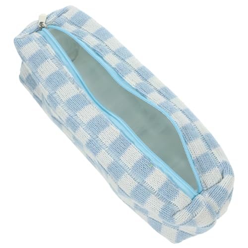 HOMOBABE Kariertes Federmäppchen Reißverschluss Kompakte Handliche Aufbewahrungstasche für Stifte und Kosmetikpinsel Praktisches Mäppchen für Schule und Arbeitsplatz von HOMOBABE