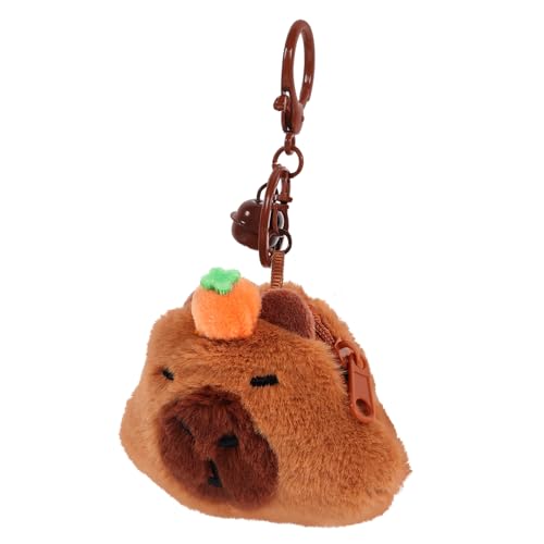 HOMOBABE Mini Plüschmünzbeutel Niedliche Capybara Geldbörse mit Schlüsselanhänger für Aufbewahrung Kleiner Gegenstände Praktisch und Dekorativ aus Hochwertigem Plüschmaterial von HOMOBABE