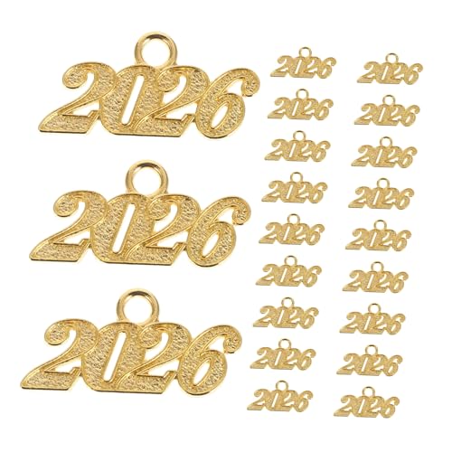 HOMOCONO 100stücke Quasten-anhänger Jahreszahl Charm Anhänger Gold Für Diy Schmuck Bastelbedarf Schlüsselanhänger Halsketten Armbänder von HOMOCONO