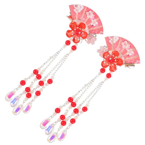HOMOCONO 2 Stück Tassel Haarklammern mit Blumen und Fächer Design Leichte Rutschfeste Haarnadeln für Hochzeit Party Alltag Festlicher Haarschmuck für Mädchen und Braut von HOMOCONO