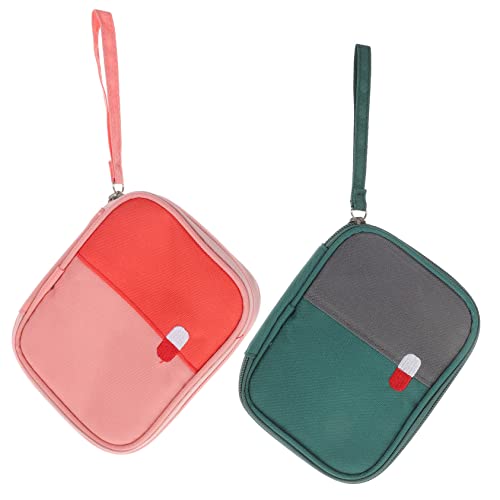 HOMOCONO 2stücke Mini Aufbewahrungstasche Für Medikamente Tragbare Reiseapotheke wasserdichte Mini-Tasche Für Kompakt Und Handlich Grün von HOMOCONO