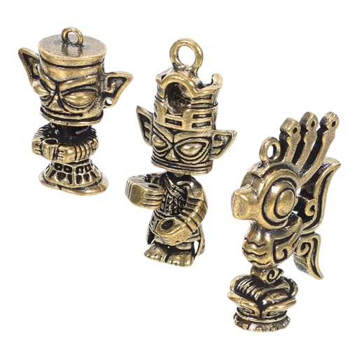 HOMOCONO 3stücke Teiliger Vintage-sanxingdui-metallanhänger Halskettenanhänger Retro-statue-ornament Für Schmuckherstellung von HOMOCONO