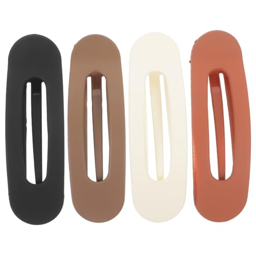 HOMOCONO 4 Stück Teiliges Flacher Haarklammern für Damen Matte Französische Duckbill Clips in Beige Karamell Schwarz und Braun Langlebige Kunststoff Clips für Dünnes und Dickes Haar von HOMOCONO