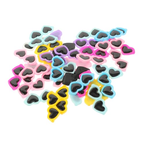 HOMOCONO 40 Stück Teiliges Resin DIY Mini Herz Sonnenbrillen Anhänger Bunte Miniatur Brillenformen für Handyzubehör Haar und Basteldekoration Leicht Strapazierfähig Vielseitig Verwendbar von HOMOCONO